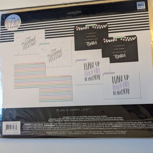 NWT Back to School Happy Planner Teacher Wake Up Teach Be Awesome 8pc Folder Set - Picture 6 of 8